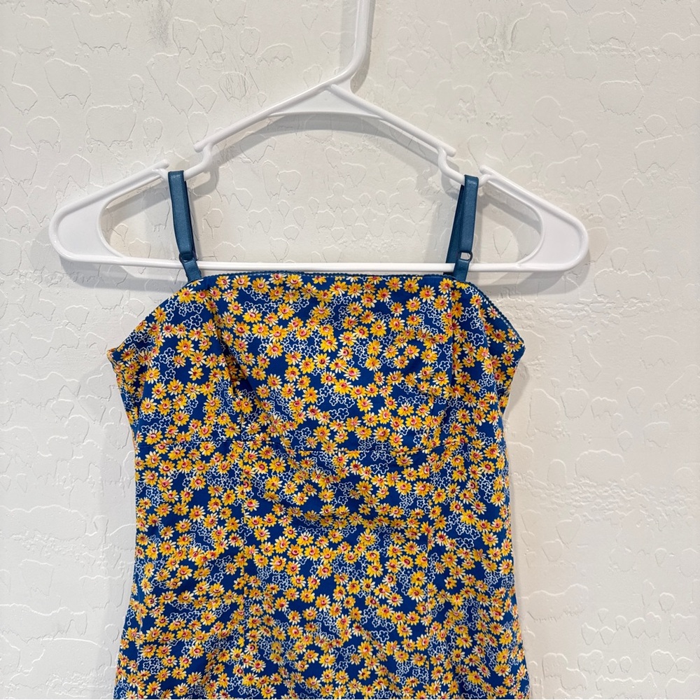 Vintage Y2K 579 Floral Mini Dress Womens XS Blue Yellow Whimsigoth - Picture 2 of 8